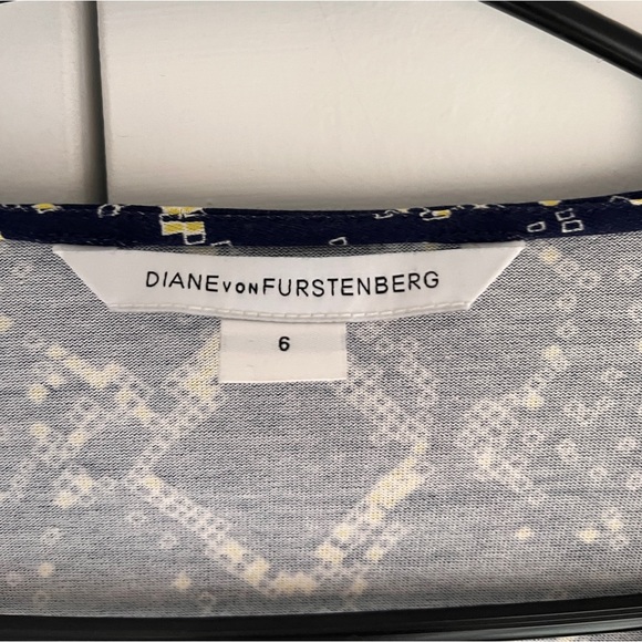 DVF Diane von Furstenberg blue print wrap dress sheer sleeves 6 - Picture 5 of 8